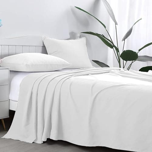 Image of AR Ware Super King Size Flat Sheet 100% Egyptian Cotton 300 TC- Breathable and Fade Resistant - Non Iron Hotel Quality Flat Bed Sheets (275 x 310cm, White)