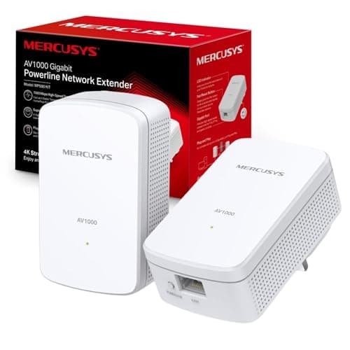 Image of MERCUSYS MP500 KIT Powerline Adapter Kit, AV1000 Gigabit TP-Link Powerline Network Adapters, HomePlug AV2 Ethernet Over Power, Up to 1000Mbps, 300m Range, Wired Network Extender for Home, Gaming