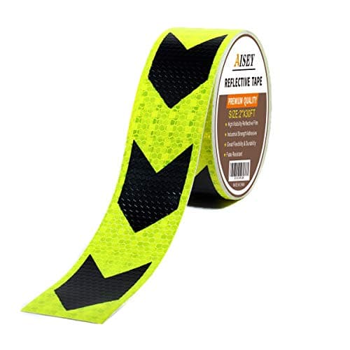 Image of AISEY Reflective Tape Waterproof, Conspicuity Tape, Visibility Hazard Caution Adhesive Tape Safety Signs 2 in x 30 Ft, Safety Warning Tape Fluorescent Yellow Black Indoor/Outdoor