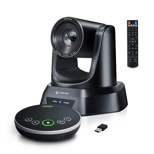 Image of TONGVEO AI 12X PTZ Conference Camera System with Bluetooth Microphones, Auto-Tracking USB3.0 1080P 60fps Webcam,75° Wide-Angle All-in-One Video Conference Solution for Church & Office