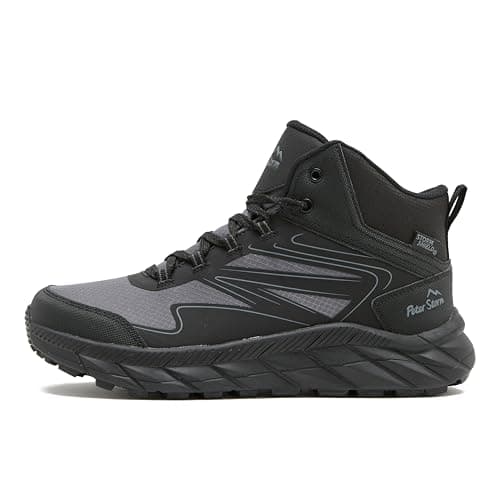 Image of Peter Storm Men's Force Waterproof Mid Walking Shoes with Storm Shield Membrane & Lightweight & Breathable Softshell Upper (Black/Grey, UK Footwear Size System, Adult, Men, Numeric, Medium, 9)