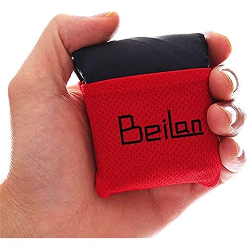 Image of BeiLan Mini Pocket Picnic Blanket Durable Lightweight Waterproof Sand Proof Beach Camping Travel Mat Foldable Thin Ground Sheet for Outdoors Activities (70 * 110cm, Black & Red)