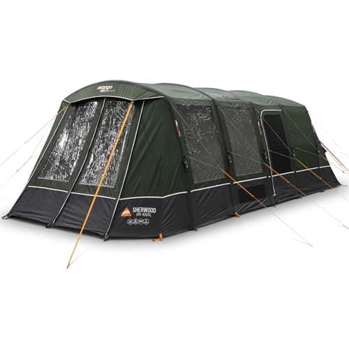 Image of Vango Sherwood Air 400XL Inflatable 4-Man Family Tent with Awning – 5000mm Waterproof AirBeam Camping Tent, King-Size Darkened Bedrooms & Groundsheet Protector