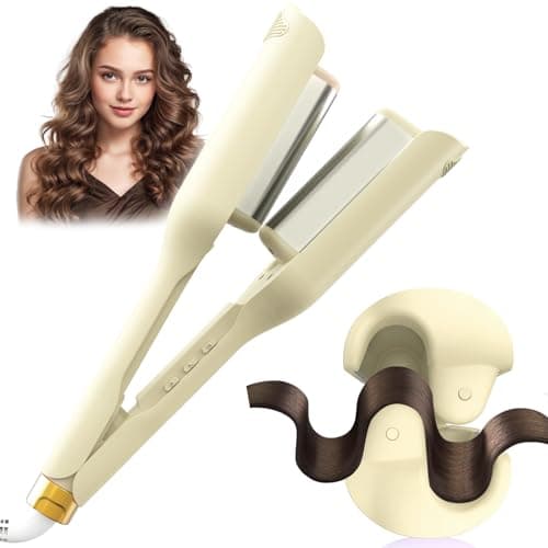 Image of AISEELY 32MM Hair Waver Crimpers - 2 Barrel Beach Deep Waver Curling Iron with 3 Adjustable Temp (160°C-200°C),Mermaid Hair Curlers for Short/Long Hair, Anti-Scald,Quick & Easy,Built-in Timer White
