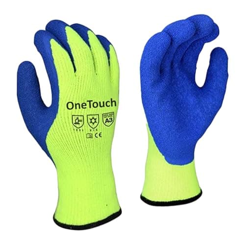 Image of A406 3 Pairs HI VIZ Thermal Gloves Winter Latex Rubber Work Gloves Builders Gardening (Large/9)