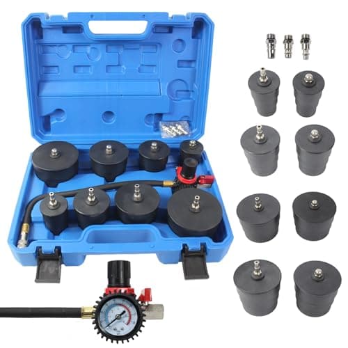Image of 9Pcs Turbo System Leakage Tester Kit, Turbocharger Cooling System Pressure Tester with Pressure Gauge, 4 Pairs Stepped Adapters, Turbo Boost Leak Testers for 1.38‑3.54inch Hoses