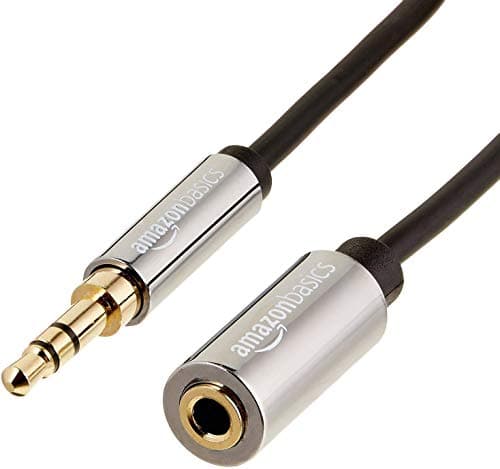 Image of Amazon Basics 3.5mm Auxiliary Jack Audio Extension Cable, Male to Female, Adapter for Headphone or Smartphone, 7.6 m, Black