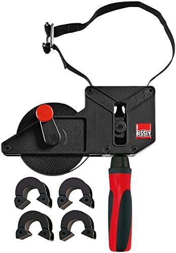 Image of Bessey VAS-23+2K Variable Angle Strap Clamp with 4 Clips, Black with red Handle, 23'