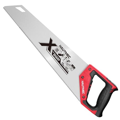 Image of HAUTMEC 450MM X-Sharp Pro Hand Saw for Speed and Quality Cuts, All-Around Universal Handsaw with 7 TPI /8PPI Triple Ground Teeth, 1mm Thick Blade Ergonomic Bimaterial Soft Handle – HT0151