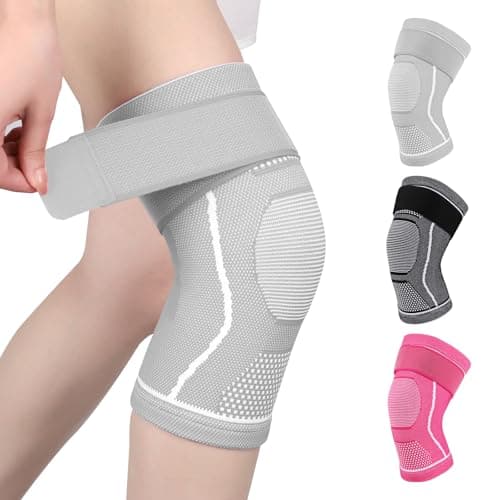 Image of Yasdyri Knee Support for Women and Men Knee Brace with Adjustable Strap Compression Knee Sleeves for Arthritis, Tendinitis, Meniscus Tear,Ligament Injury, Running, Sports 1 Pack (Gray, X-Large)