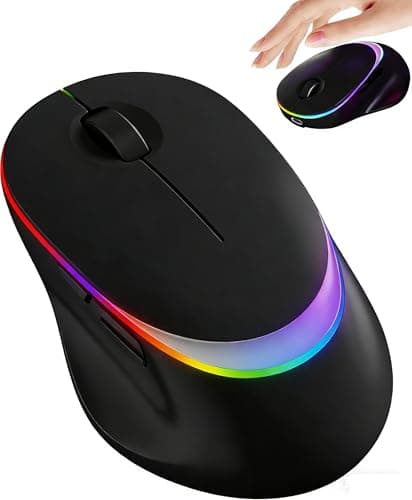 Image of Wireless Mouse Rechargeable,Bluetooth & 2.4G Wireless Dual mode,RGB Light,Ergonomic Portable Compact Smooth Tracking Mice for PC Mac Laptop Computer Tablets Home Office School Student Women Men Gift