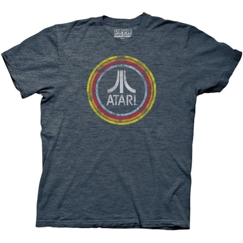 Image of Ripple Junction Atari Distressed Logo in Circles Adult T-Shirt - Blue - XL