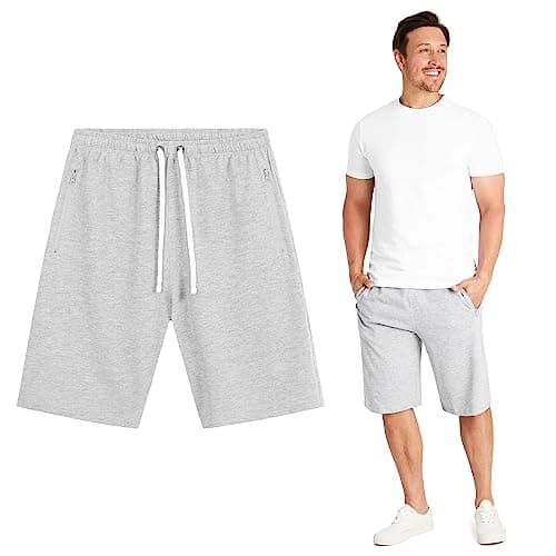 Image of CityComfort Mens Shorts Soft Breathable Lounge Wear Activewear Shorts Zipped Pockets for Sports Summer Gym Running Work (M, Grey)