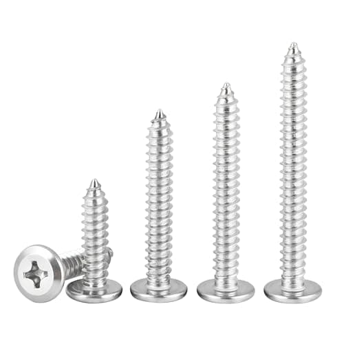 Image of Qrity 20 PCS Self Tapping Screws, 304 Stainless Steel, M6 x 40mm Flat Head Phillips Fastener Screws, for Wood and Furniture, Silver