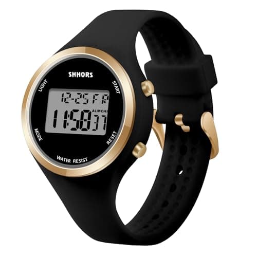 Image of OFFCUP Digital Watches for Women, LED Ladies Digital Watch, Silicon Strap Elecreonic Ladies Watches, Outdoor Sport Fashion Ladies Wrist Watch with Alarm Week LED Light for Women Ladies Girls (Black)