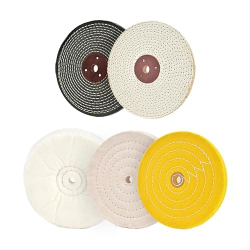 Image of Buffing Polishing Wheel 8" (20.32cm) x 5/8"(1.58cm) Arbor Soft(60Ply) Fine(60Ply) Medium(40Ply) Coarse(3/5" (1.52cm) Thick）Rough(3/5"(7.62cm) Thick) for Bench Grinder - 5 Pcs