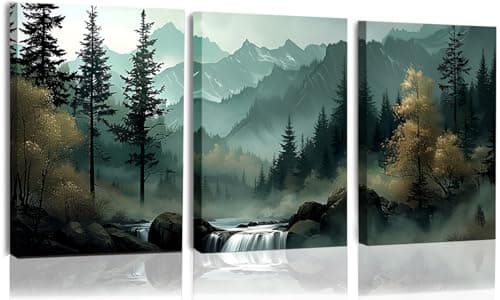 Image of YWQQ Canvas Wall Art, 3 Pieces Natural Landscape Painting, Tree Pictures Abstract Modern Painting for Living Room Bedroom, 30 x 40cm