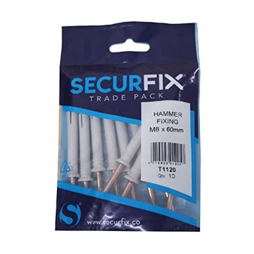 Image of 10 x Hammer in Frame & Window Fixings M8 x 60mm with Nylon Masonry Plugs