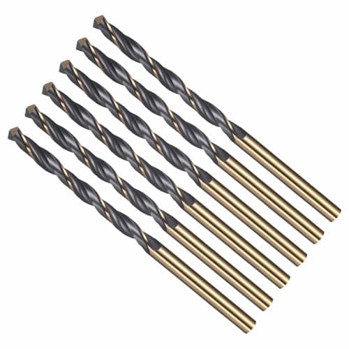 Image of CoCud Drill Bit, 4mm Cutting Diameter, 4341 HSS Jobber Bits Gold and Black 118° Cutting Angle - (Applications: for Drilling Plastic Wood Soft Metal), 6-Pieces