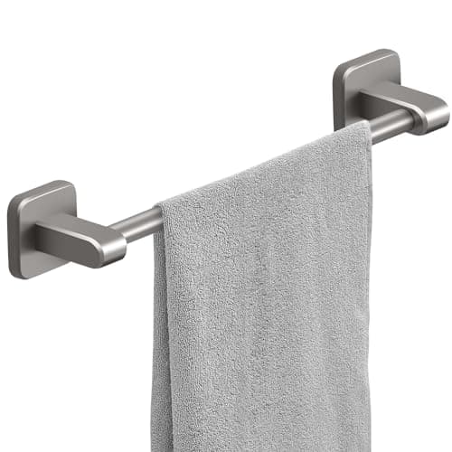 Image of Tower Rail, 40cm Hand Tower Rack Self Adhesive Tower Holders for Bathrooms Kitchen, No Drill Single Towel Bar Dish Cloths Hanger, Silver Grey