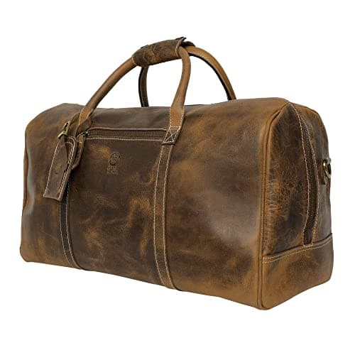 Image of Leather Carry On Bag - Holdall Airplane Underseat Travel Duffel Bags by Rustic Town