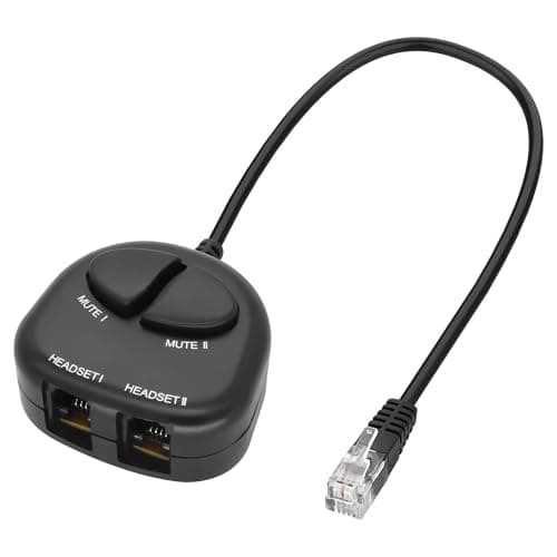 Image of XMSJSIY RJ9 Telephone Training Adapter Headset Splitter 4P4C Phone Line Jack Y Splitter Adapter Cable with 2 Mute Buttons for Call Center -30CM/11.8INCH (2 Mute)