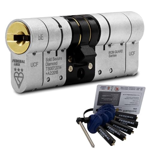 Image of Federal 3 Star Euro Cylinder Door Lock TS007 Diamond Secure Anti-Snap Dual Finish 5 Keys - 10 Year Guarantee 45/45