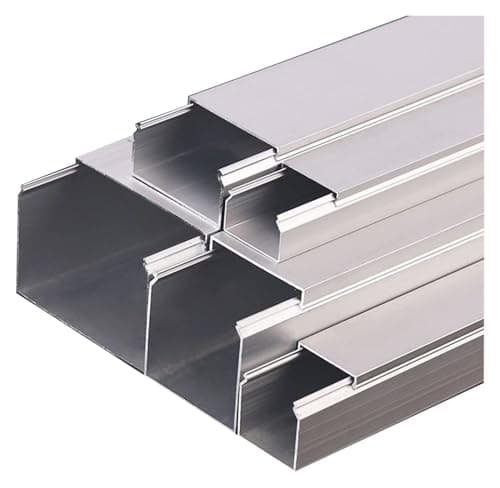 Image of Aluminium Alloy Cable Trunking, 2 x 0.8m TV Cable Cover Raceway, Self Adhesive Wire Tidy Cover for Floor, Wall, Home and Office, Silver(40x25x0.8mm)