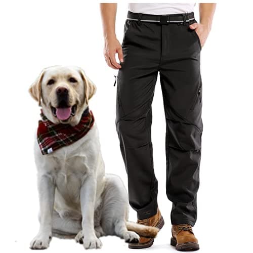 Image of Jessie Kidden Waterproof Ski Trousers Mens, Fleece Lined Hiking Winter Thermal Insulated Warm Outdoor Climbing Walking Soft Shell Cargo Pants #6070-Black-36
