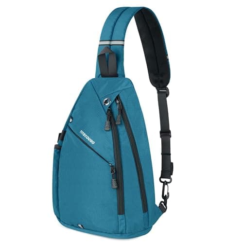 Image of TITECOUGO Sling Backpack Travel Shoulder Bag One Strap Crossbody Bags Lightweight Chest Daypack Camp Day Packs for Women and Men Hiking Accessories Large Sky Blue