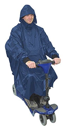 Image of Aidapt Waterproof Scooter Poncho Full Weather Protection, Showers, Rain, Cold, Drawstring Hood, Elasticated Cuffs, Universal Sizing,Mobility,Elderly,Cape,Windproof,Coverall,Disability,Navy Blue