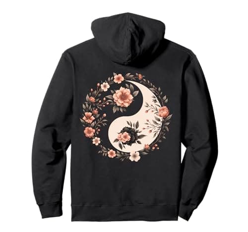 Image of Cool Yin and Yang Symbol Floral Art Style Men Women Pullover Hoodie