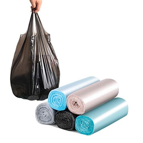 Image of SWIHELP Bin Bags Trash Bags 15L with Handle 100 Counts, Small Garbage Bags for Office, Kitchen,Bedroom Waste Bin Liners,Portable Strong Rubbish Bags,Wastebasket Bags