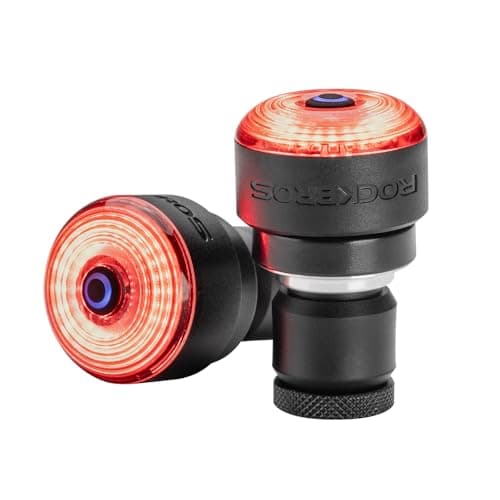 Image of ROCKBROS Smart Bike Tail Light Rear Light, Auto On/Off Brake Sensing, Type-C Rechargeable, Waterproof, 5 Modes LED Lamp Safety Warning Strobe Light, Handlebar End Plug Set