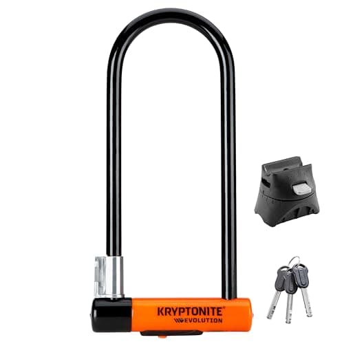 Image of Kryptonite Evolution Long Shackle Bike U-Lock, Anti-Theft Security, 14mm Steel Shackle with Mounting Bracket and Keys, High Security for Bicycles Scooters,Black