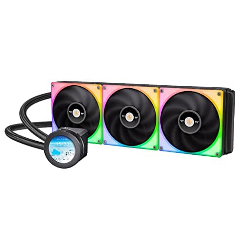 Image of Thermaltake TOUGHLIQUID Ultra 420 RGB CPU Liquid Cooler, AMD(AM5/AM4) Intel(LGA 1700/1200), 2.1 Inch Rotational LCD Display 2000RPM Radiator Fan, TT RGB Plus 2.0. Software, CL-W370-PL14SW-A,Black