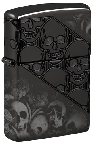 Image of Zippo Windproof Lighter - Skulls, High Polish Black, MultiCut/Photo Image 360° - Refillable - Reusable - Windproof Design - Gift Box - Made in USA