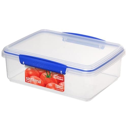 Image of Sistema KLIP IT Food Storage Container | 2 L | Airtight & Stackable Meal Prep Container with Lid | School Lunch Box | BPA-Free | 1 Count
