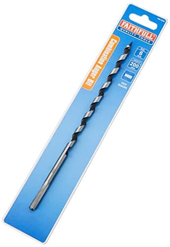 Image of Faithfull Combination Wood Auger Bit 6mm x 200mm, Carbon Steel, Pitched Screw Point