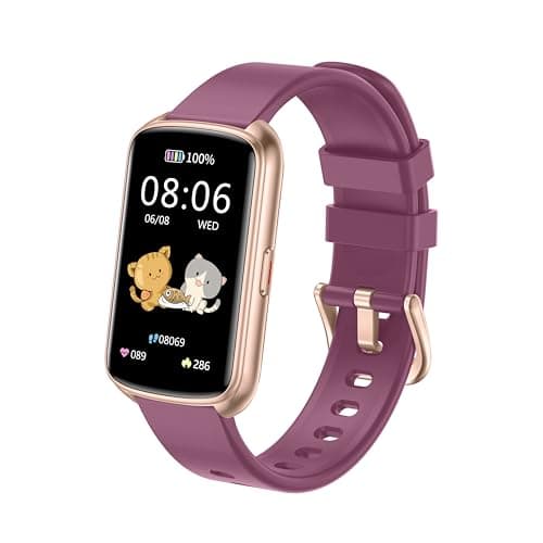Image of Runlio Fitness Tracker, 1.47 Inch Smartwatch, Touchscreen Activity Tracker with Thin Smartband Design, 5ATM Waterproof Fitness Watch SPO2 Heart Rate Monitor for Android/iOS, Purple