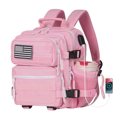 Image of Boomistry 15L Mini Tactical Backpack Small Tactical Backpack for Men and Women, Military Molle Backpack for Gym, Daily, Pink-15l, 15L, Tactical Style