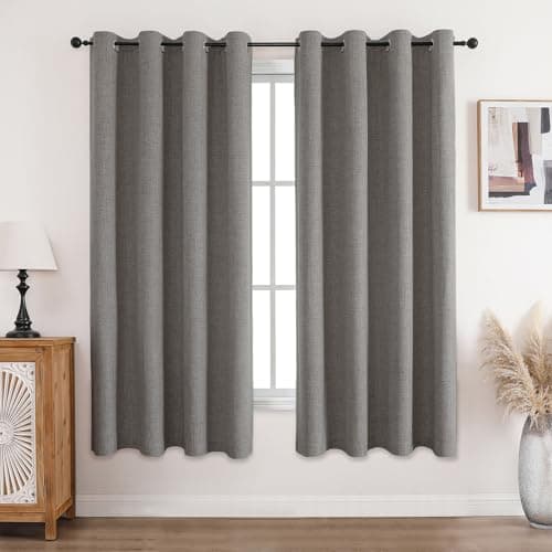 Image of CUCRAF 100% Blackout Curtains Charcoal Grey 72 Inch Drop 2 Panels Soft Texture Sun Blocking Thermal Eyelet Curtains for Bedroom Living Room 46 X 72 Inch