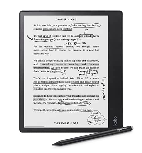 Image of Kobo Elipsa 2E | eReader | 10.3” Glare-Free Touchscreen with ComfortLight PRO | Includes Kobo Stylus 2 | Adjustable Brightness | Wi-Fi | Carta E Ink Technology | 32GB of Storage, Black