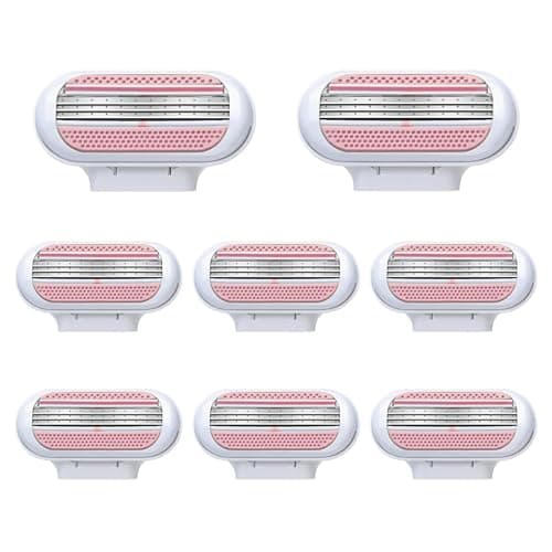 Image of 8 Pack Replacement Razor Blades for Gillette Venus ComfortGlide, 3 Layer Blade & Pivoting Head Design, Extra Smooth Women's Razor Blades Refills Easy to Replace(Pink)