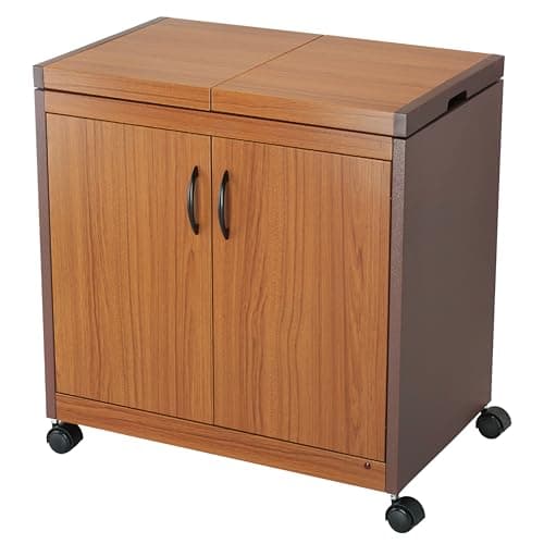Image of Teknix TK2HOSTT Electric Hostess Trolley – Heated Food Warming Trolley with Sliding Lid & Glass Dishes in Teak