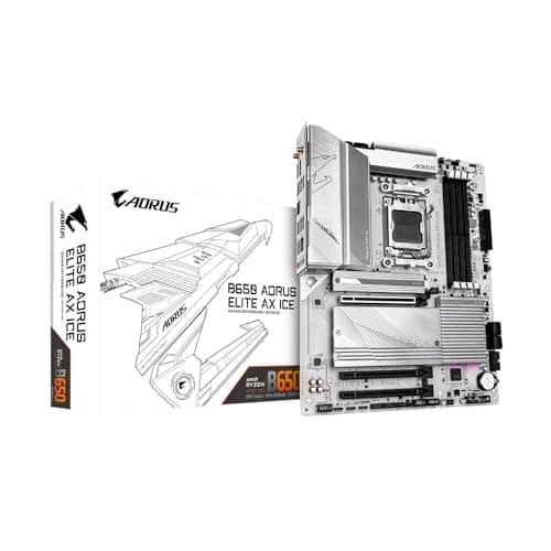 Image of Gigabyte B650 AORUS ELITE AX ICE Motherboard - Supports AMD Ryzen 8000 CPUs, 12+2+2 Phases Digital VRM, up to 8000MHz DDR5 (OC), 1xPCIe 5.0 + 2xPCIe 4.0 M.2, Wi-Fi 6E, 2.5GbE LAN, USB 3.2 Gen 2