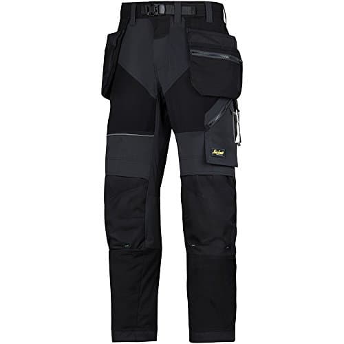 Image of Snickers 69020404046 Size 46 "FlexiWork" Work Trousers with Holster Pockets - Black