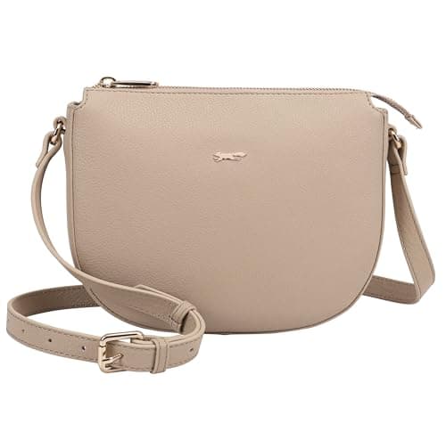 Image of Paul Costelloe Genuine Leather Crossbody Bag with Adjustable Strap and Secure Zipper Closure | Hazara (Taupe Beige)