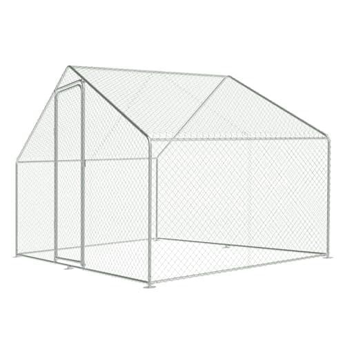 Image of The Fellie Chicken Runs Outdoor Large, Walk In Chicken Coop with Waterproof Roof Cover, Galvanised Duck Coop, Poultry Pen for Chickens, Ducks, Rabbits, and Dogs, 200x300x198cm