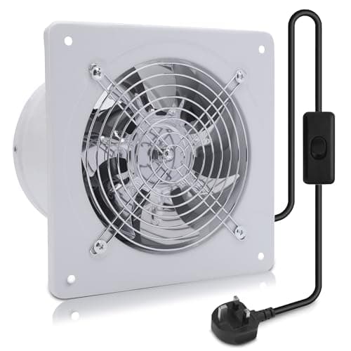 Image of MEKOTRIN 8 Inch/200 mm Extractor Fan Kitchen, Wall Mounted Exhaust Fan Industrial Ventilation Fan with Switch Easy to Use for Kitchen Restaurant Warehouse Garage Bathroom Window(White)